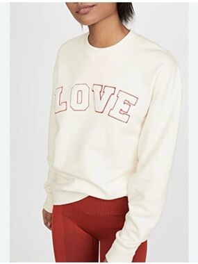 TORY BURCH- Tory Sport French Terry Varsity Crewneck Sweatshirt White Size M